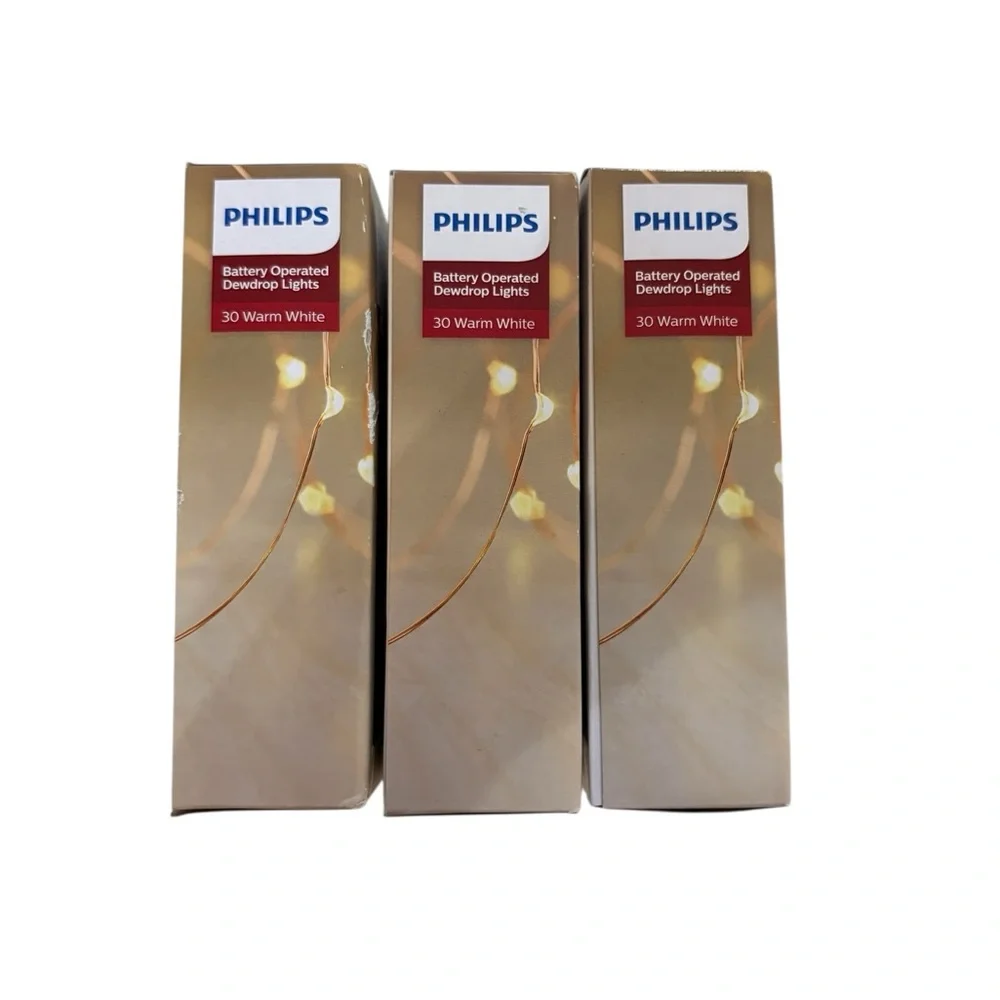 3x Philips Soft Warm White Battery OP Timer LED String Dewdrop Lights